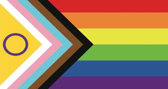 Progress Pride flag: everyone is welcome here